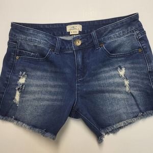 O'NEILL Distressed Women's Denim Shorts size 9 Cut Off Frayed 5 Pocket Booty